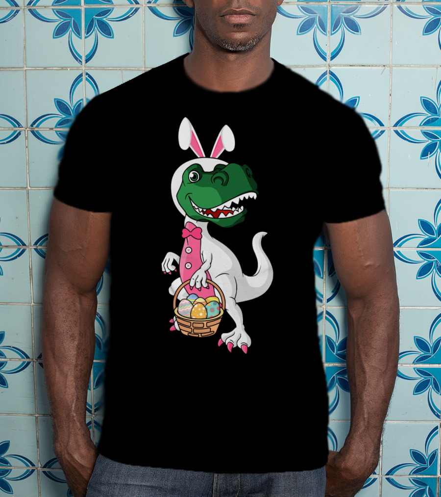 Funny Dinosaur Bunny Rex Easter Basket T-Shirt