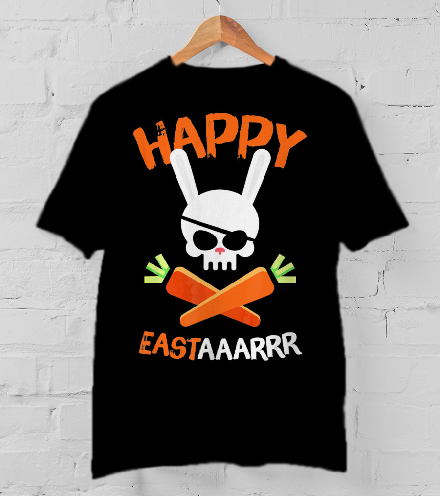 HAPPY EASTAAARRR Bunny Skull Pirate Carrots T-Shirt