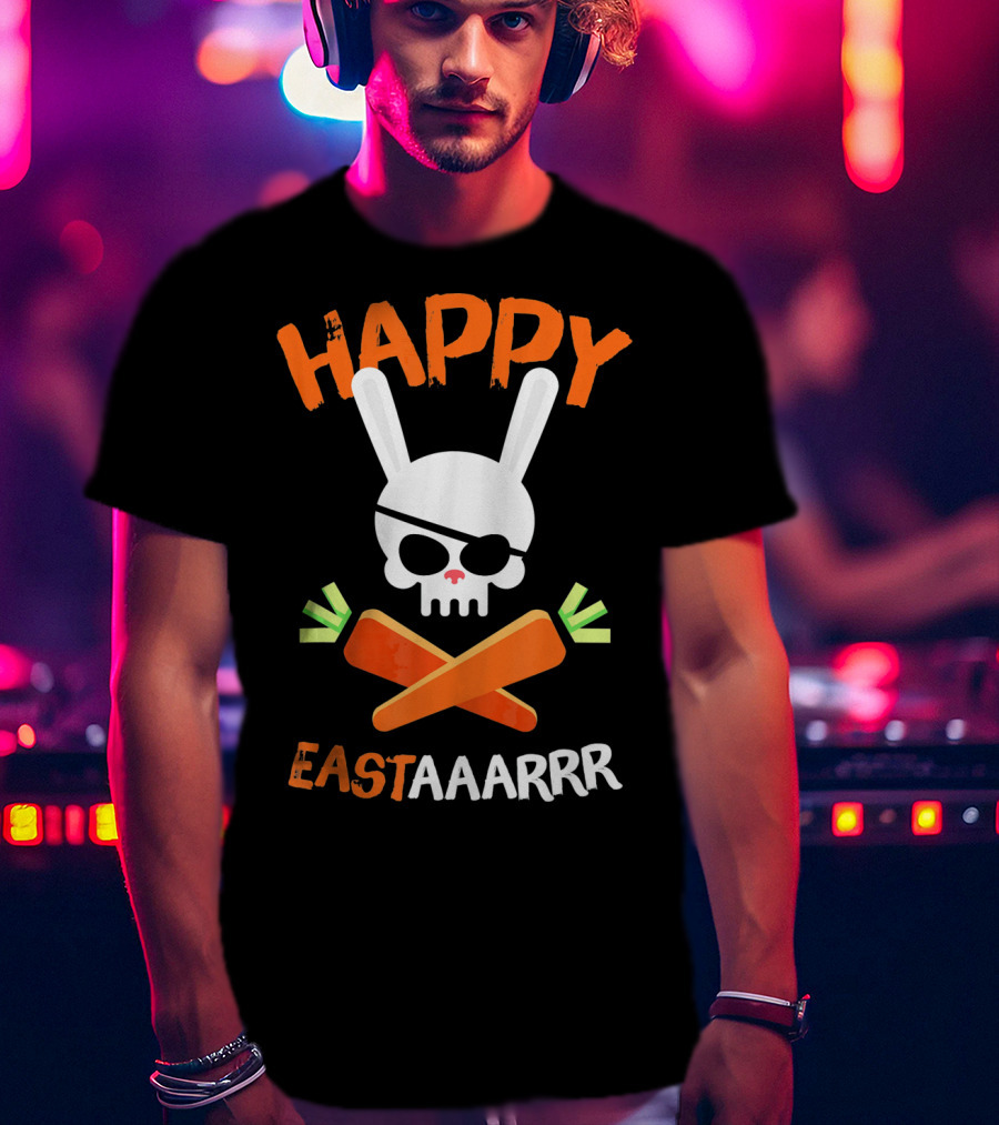 HAPPY EASTAAARRR Bunny Skull Pirate Carrots T-Shirt