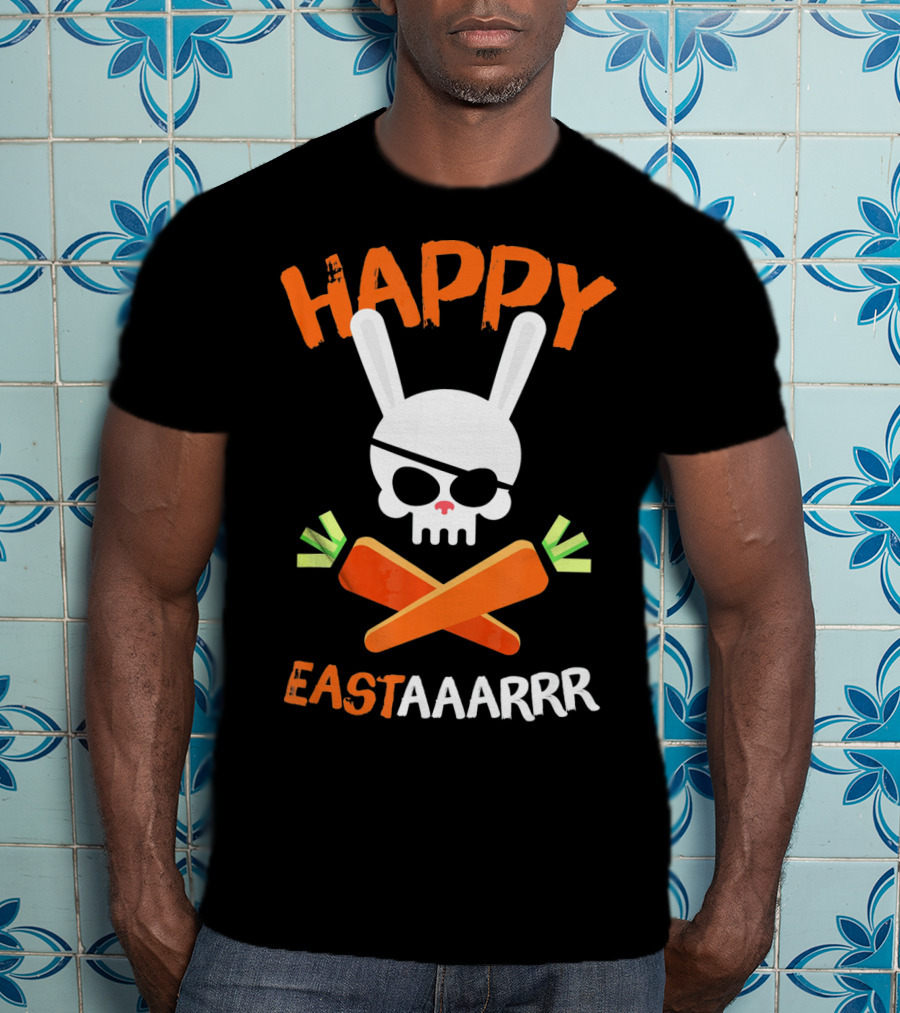 HAPPY EASTAAARRR Bunny Skull Pirate Carrots T-Shirt