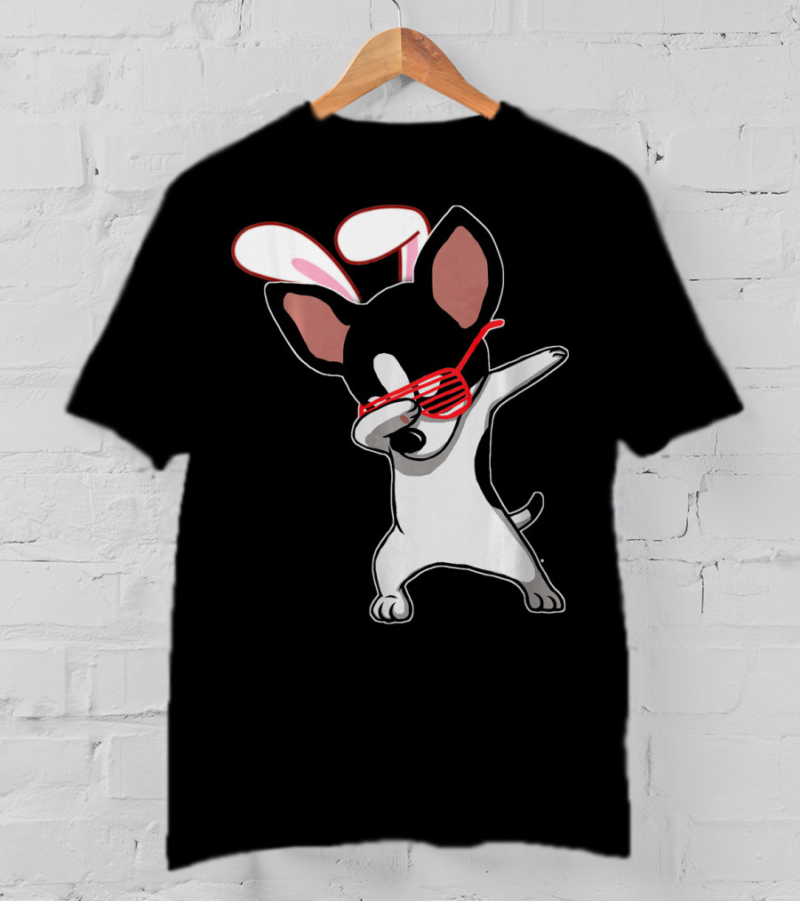 Easter Bunny Dabbing Chihuahua With Bunny Ears And Sunglasses T-Shirt