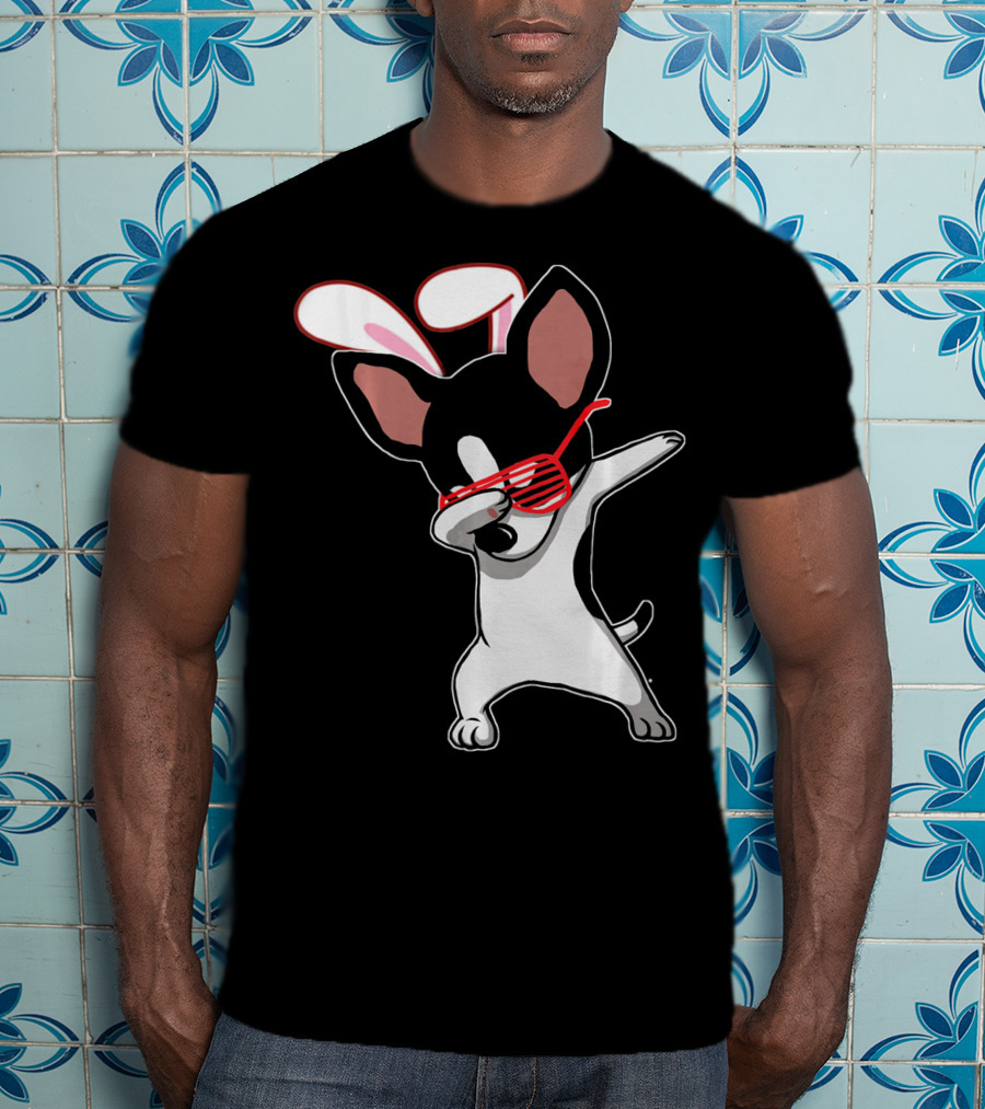 Easter Bunny Dabbing Chihuahua With Bunny Ears And Sunglasses T-Shirt