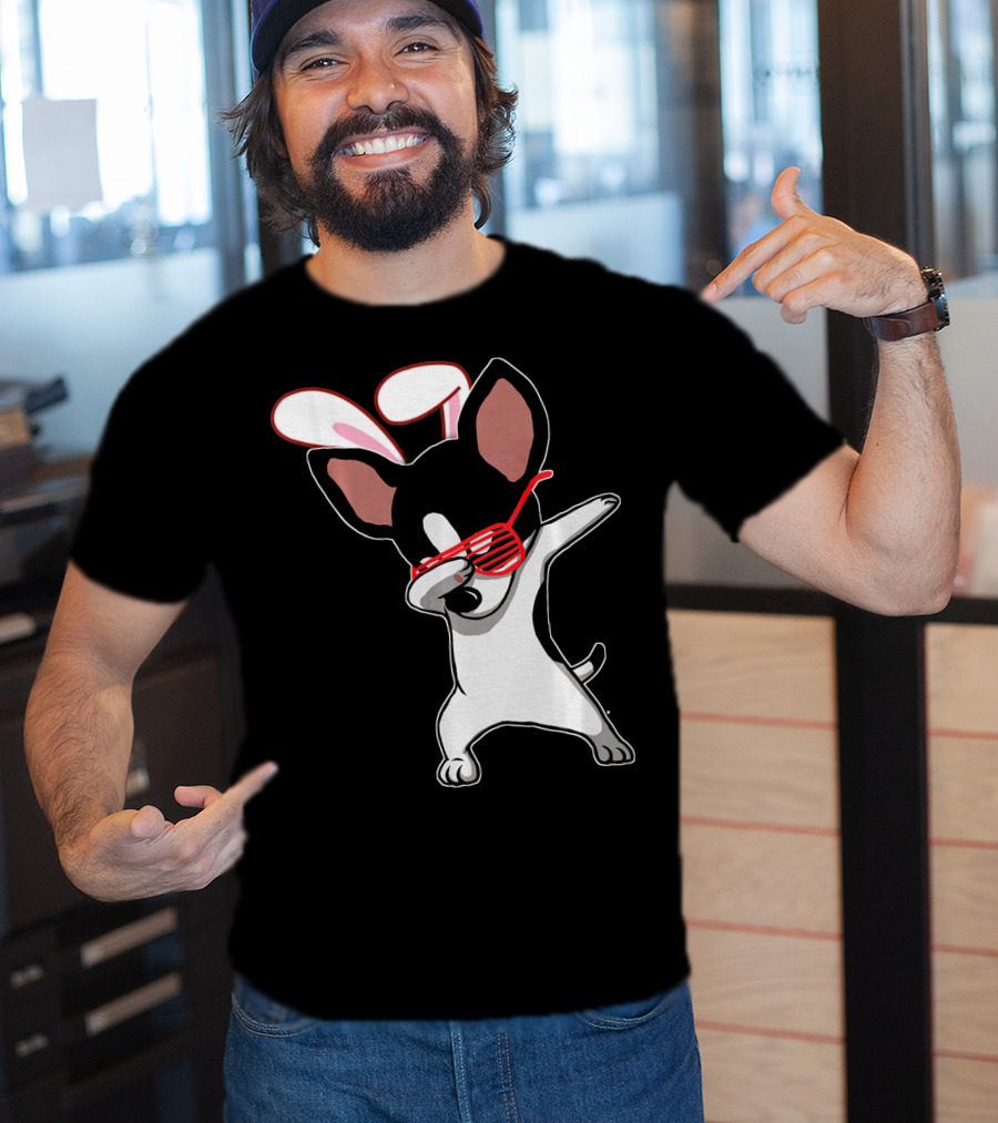 Easter Bunny Dabbing Chihuahua With Bunny Ears And Sunglasses T-Shirt
