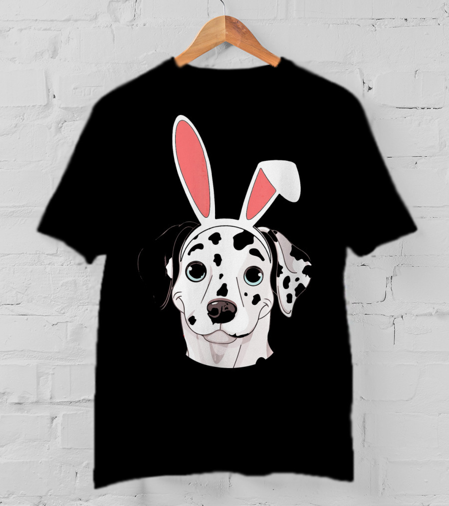 Dalmatian With Bunny Ears For Happy Easter T-Shirt