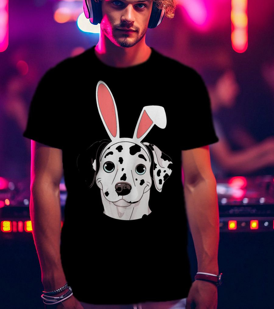 Dalmatian With Bunny Ears For Happy Easter T-Shirt