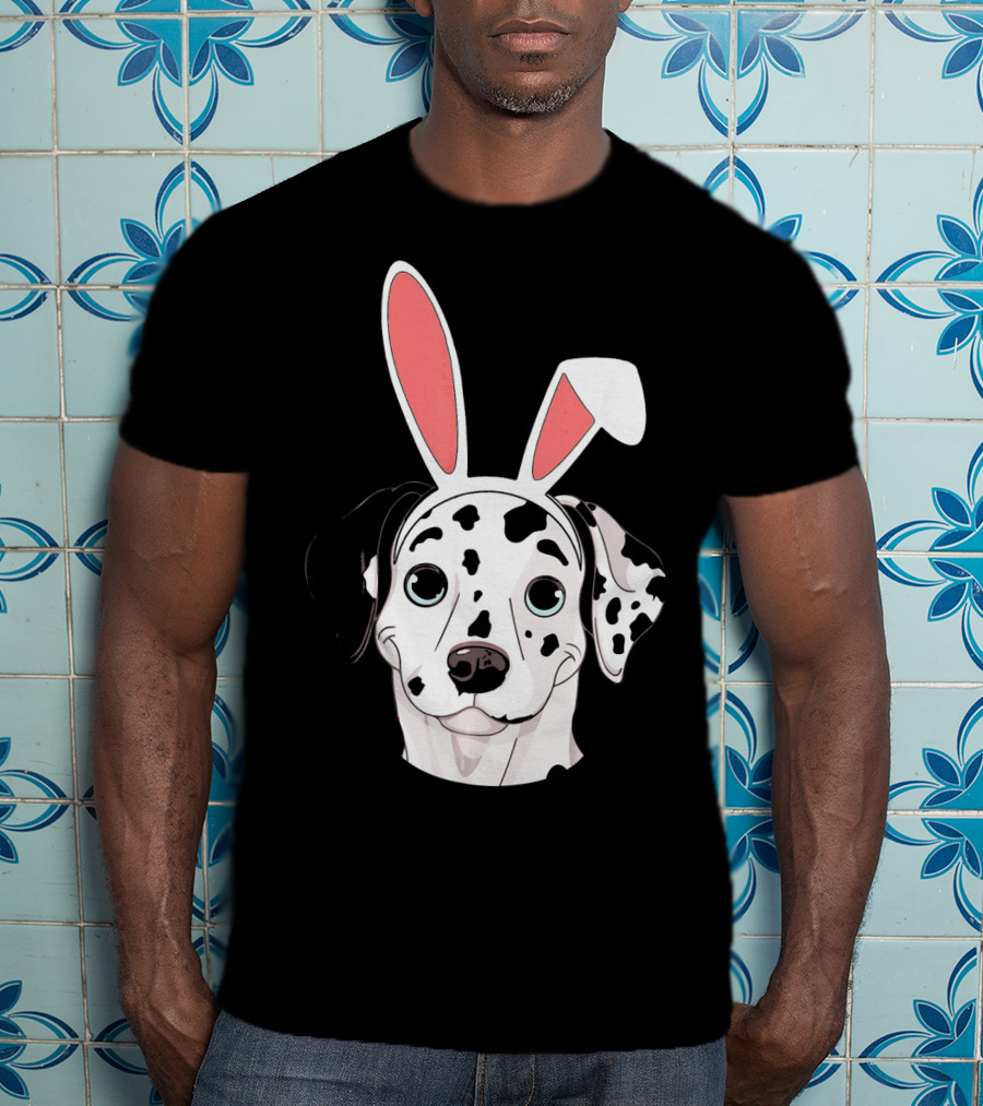 Dalmatian With Bunny Ears For Happy Easter T-Shirt
