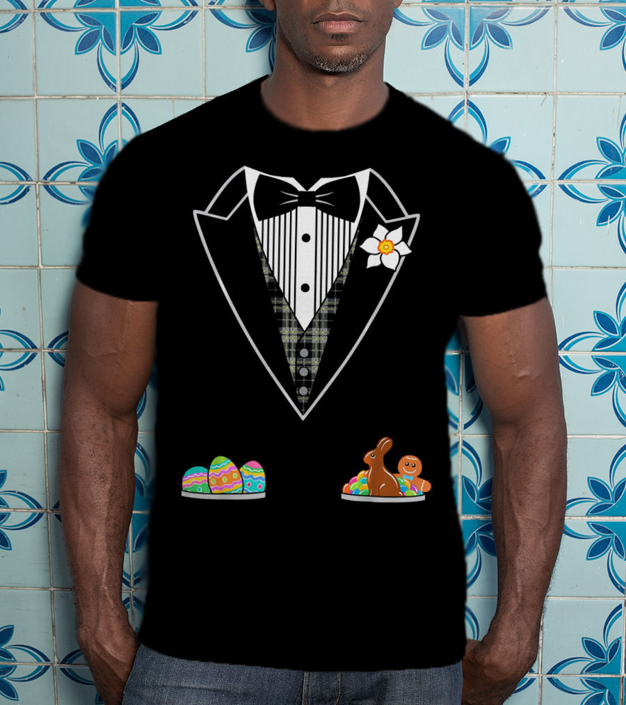 Easter Tuxedo With Eggs Chocolate Bunny And Gingerbread T-Shirt