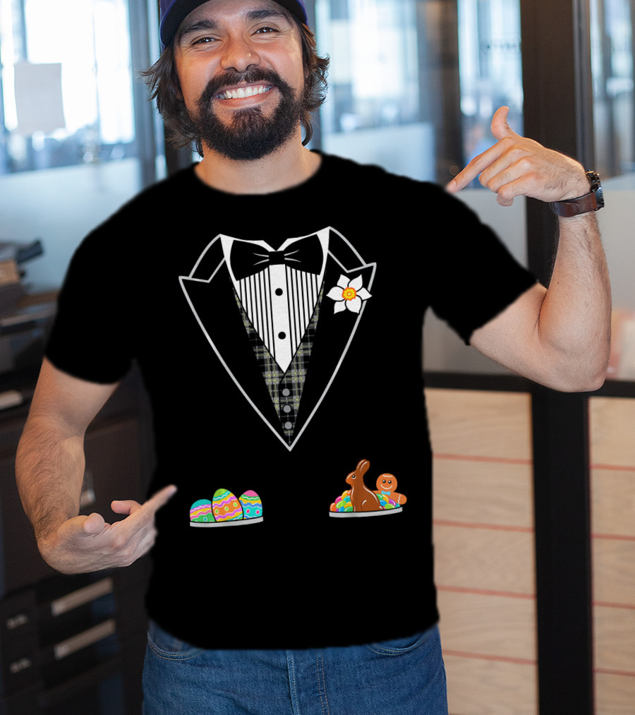 Easter Tuxedo With Eggs Chocolate Bunny And Gingerbread T-Shirt