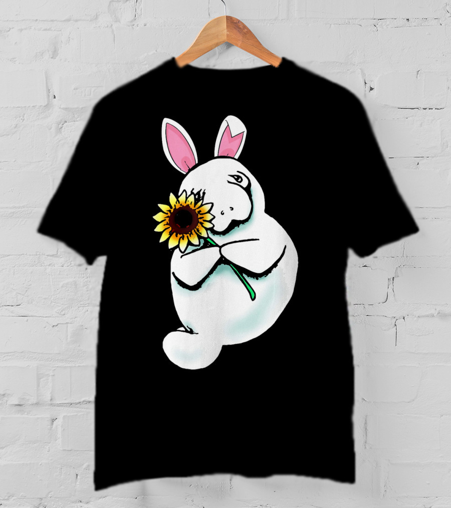 Sunflower Hugging Manatee Bunny T-Shirt