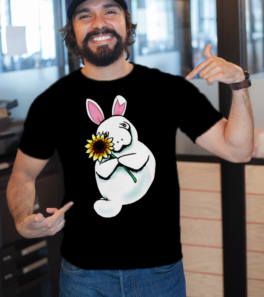 Sunflower Hugging Manatee Bunny T-Shirt