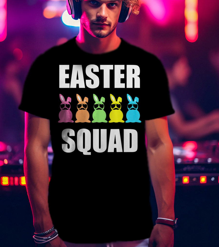Easter Squad Family Funny Mustache Bunny Egg Hunting T-Shirt