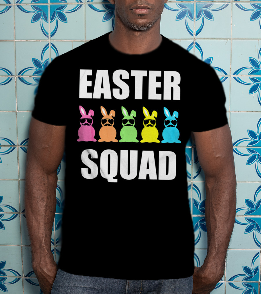 Easter Squad Family Funny Mustache Bunny Egg Hunting T-Shirt