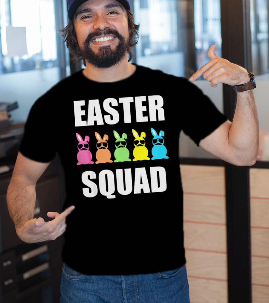 Easter Squad Family Funny Mustache Bunny Egg Hunting T-Shirt