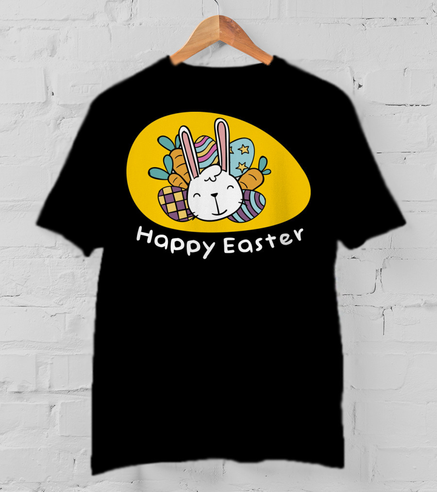 Happy Easter Bunny With Colorful Eggs T-Shirt