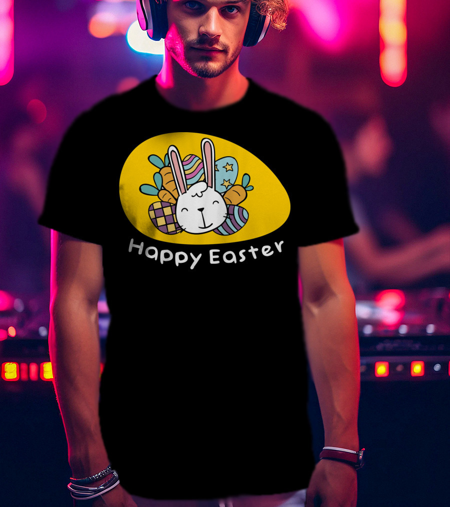 Happy Easter Bunny With Colorful Eggs T-Shirt