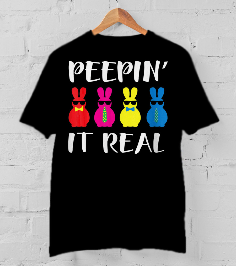 Peepin It Real Easter Bunni Sunglasses Bowties And Ties T-Shirt