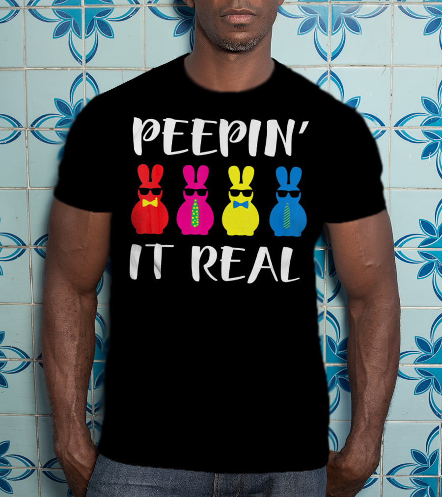 Peepin It Real Easter Bunni Sunglasses Bowties And Ties T-Shirt