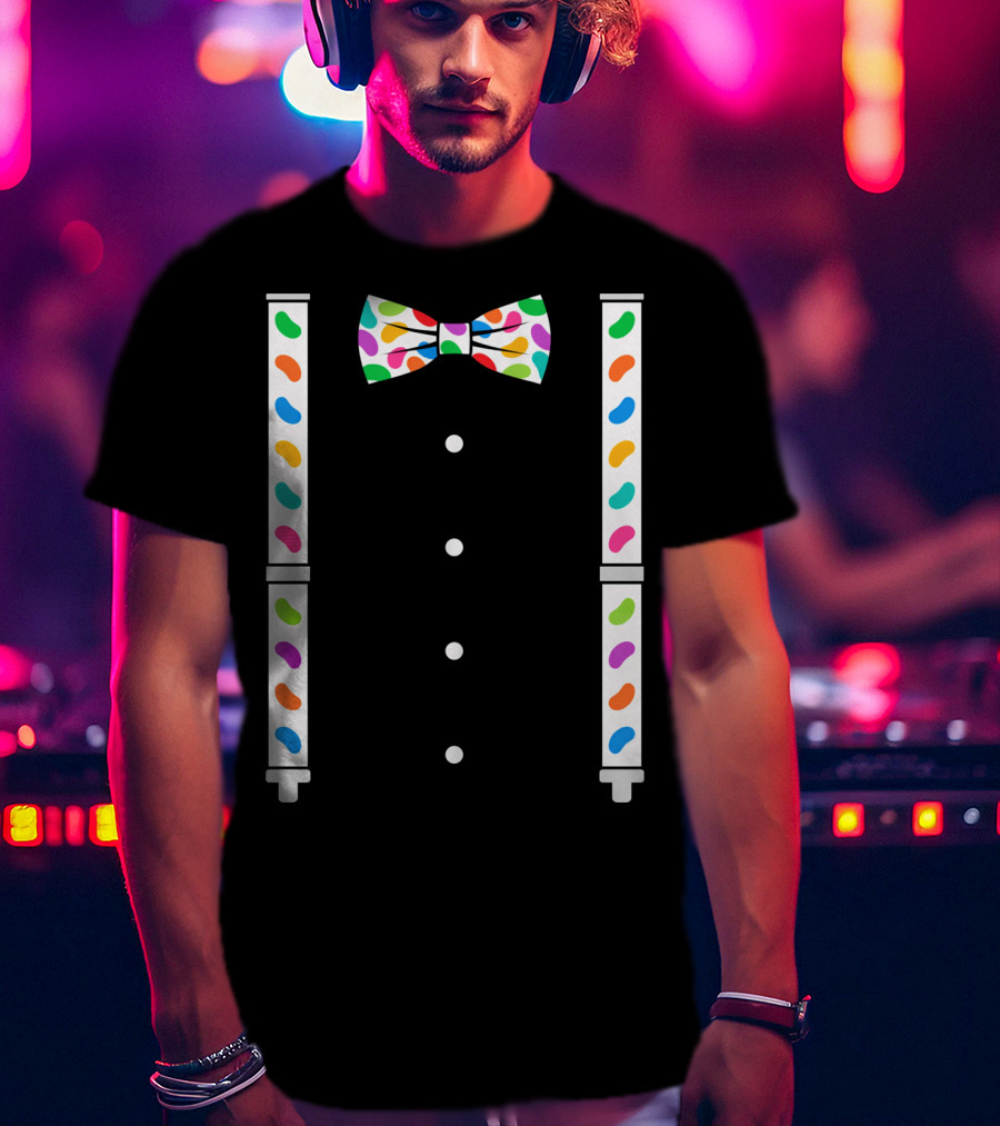 Easter Jelly Beans Bow Tie And Suspenders T-Shirt