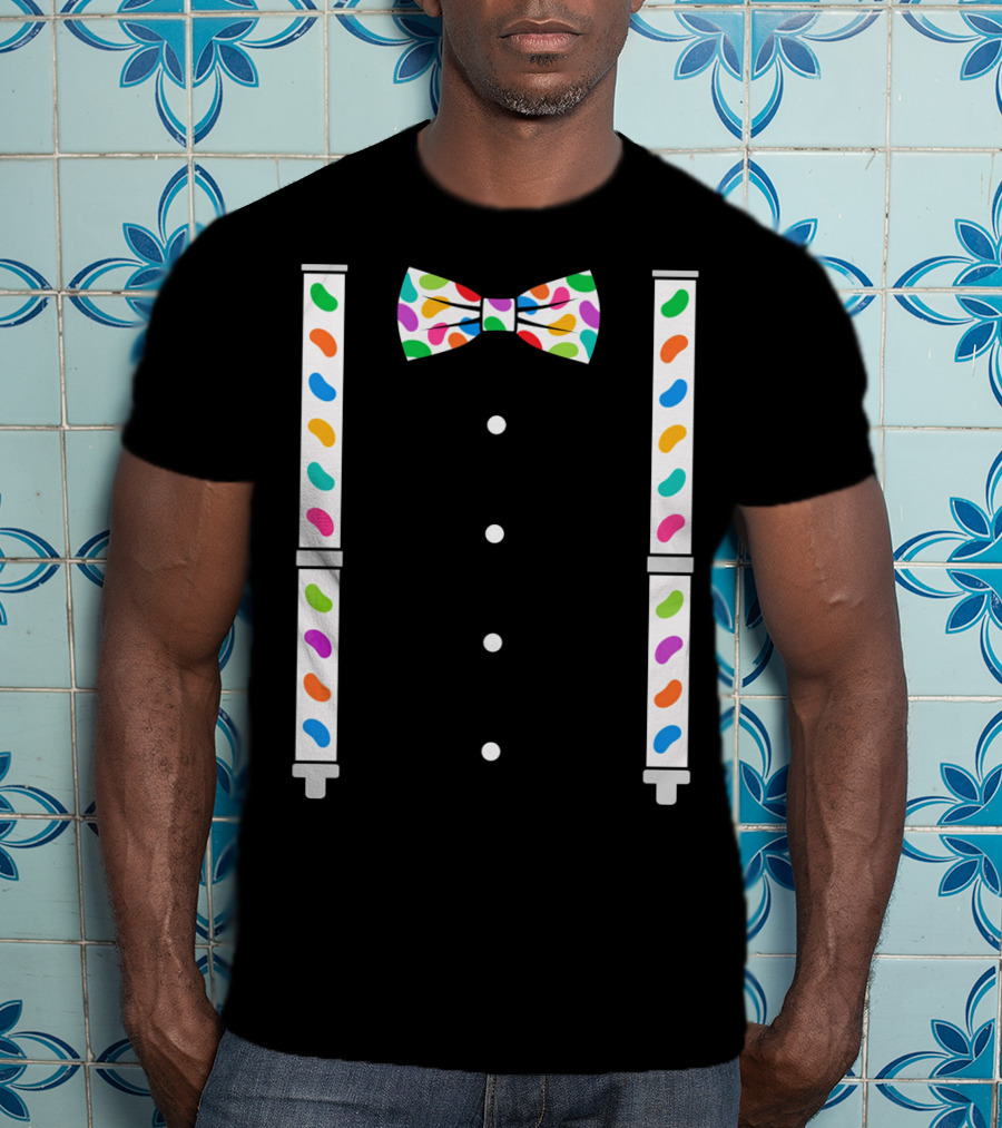 Easter Jelly Beans Bow Tie And Suspenders T-Shirt