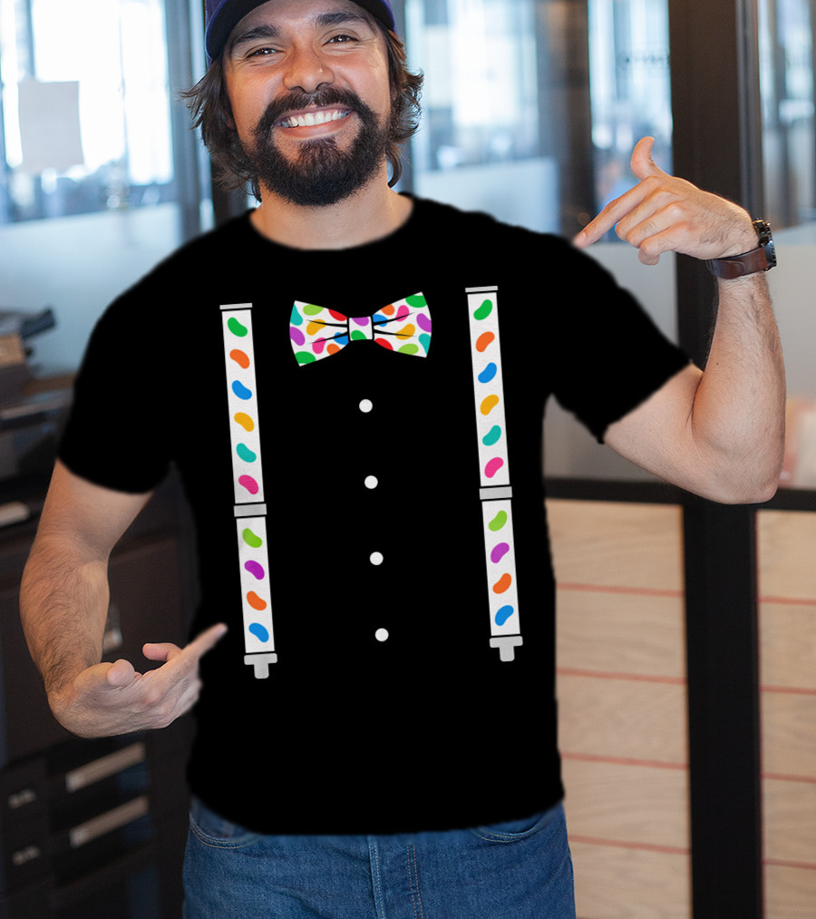 Easter Jelly Beans Bow Tie And Suspenders T-Shirt