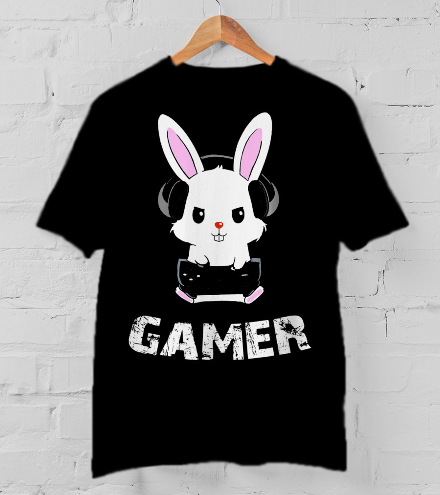 Gamer Bunny Headphones Easter Boys Gaming Men T-Shirt