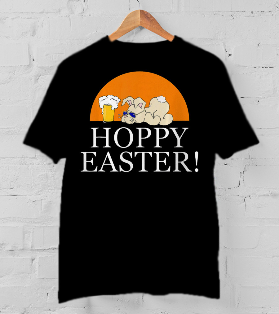 Bunny Lovers Hoppy Easter With Beer And Relaxing Rabbit T-Shirt