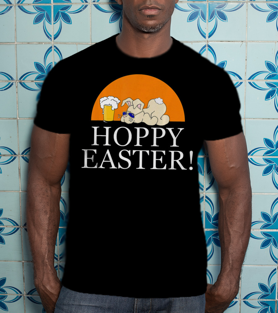 Bunny Lovers Hoppy Easter With Beer And Relaxing Rabbit T-Shirt