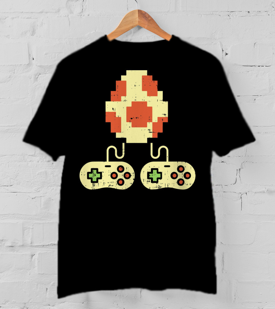 Easter Egg Pixel Art With Retro Game Controllers Gamer Gaming T-Shirt