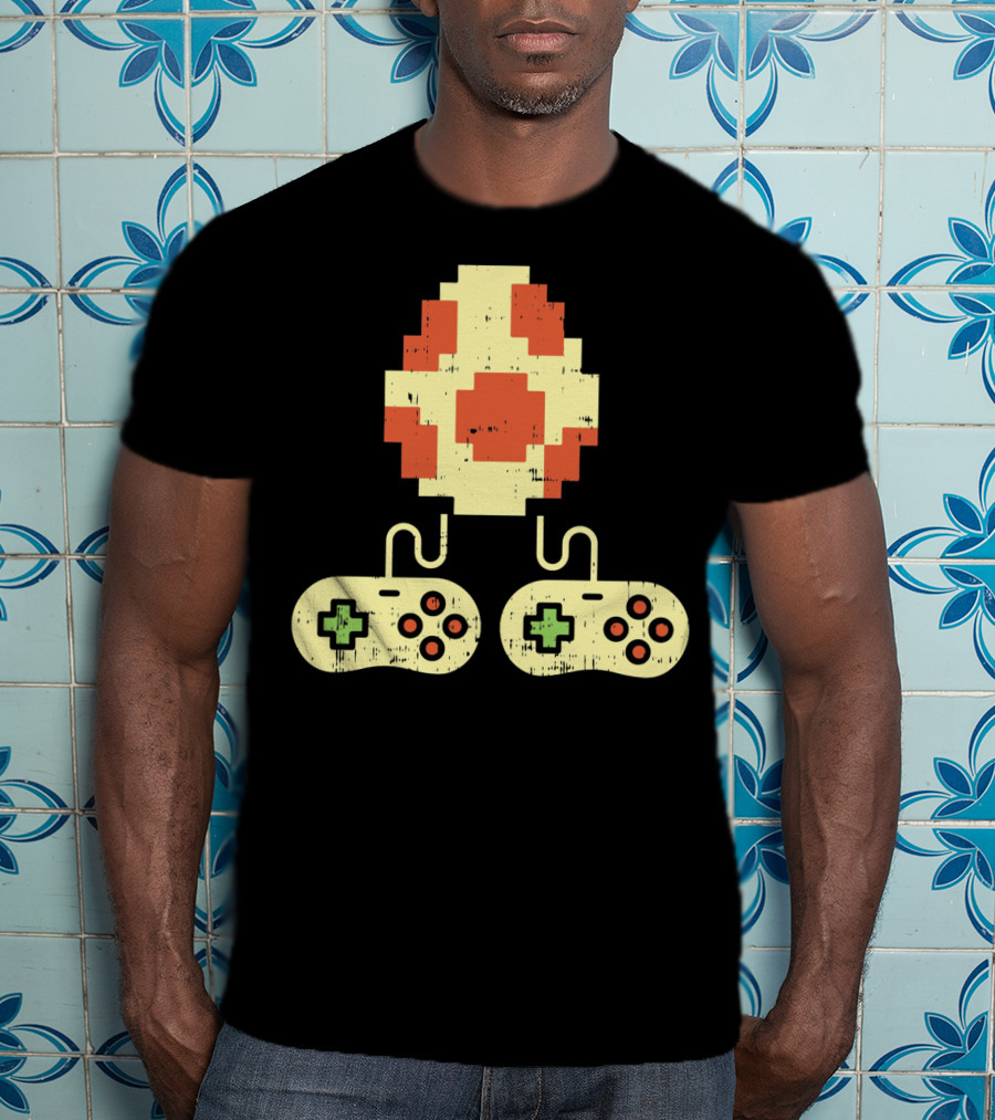 Easter Egg Pixel Art With Retro Game Controllers Gamer Gaming T-Shirt