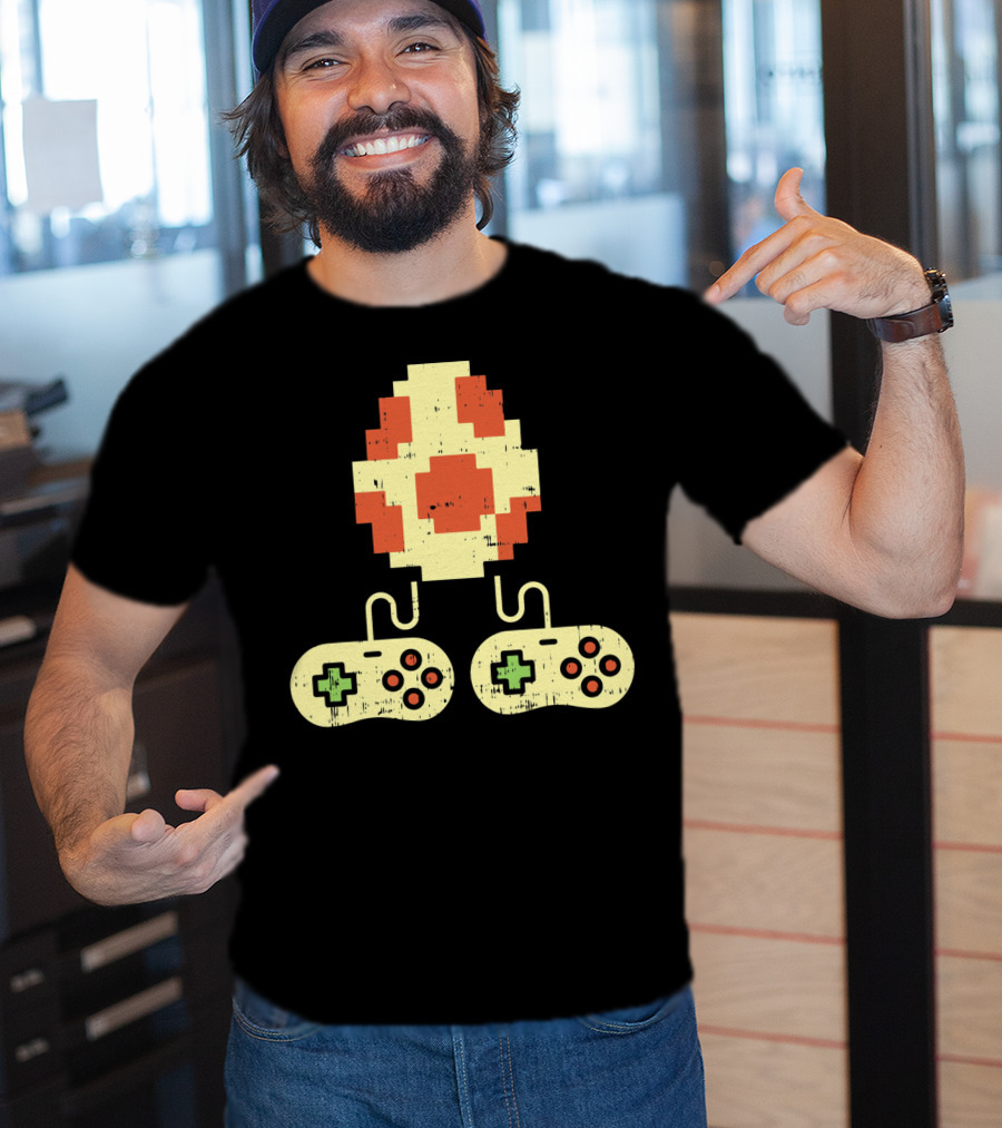 Easter Egg Pixel Art With Retro Game Controllers Gamer Gaming T-Shirt