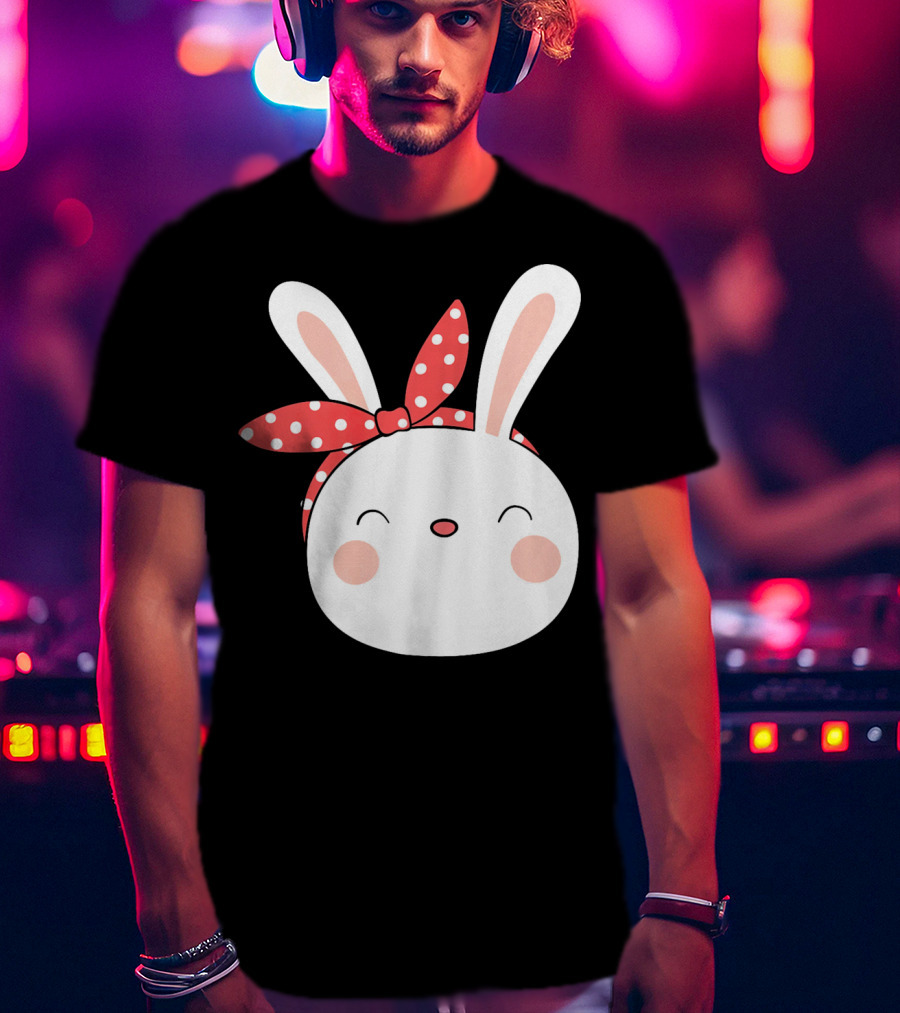 Easter Bunny With Polka Dot Headband T-Shirt