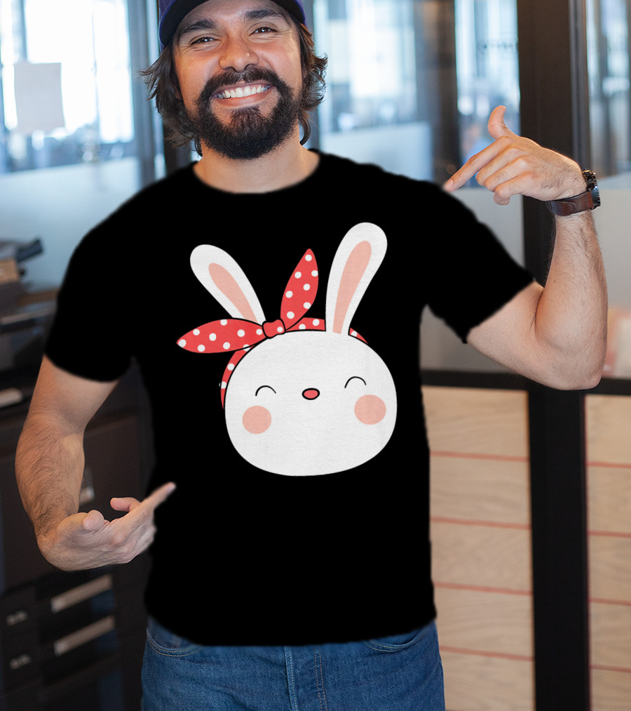 Easter Bunny With Polka Dot Headband T-Shirt