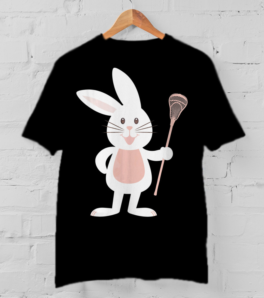 Cute Lacrosse Easter Bunny Holding Stick T-Shirt