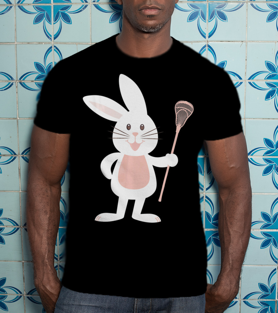 Cute Lacrosse Easter Bunny Holding Stick T-Shirt
