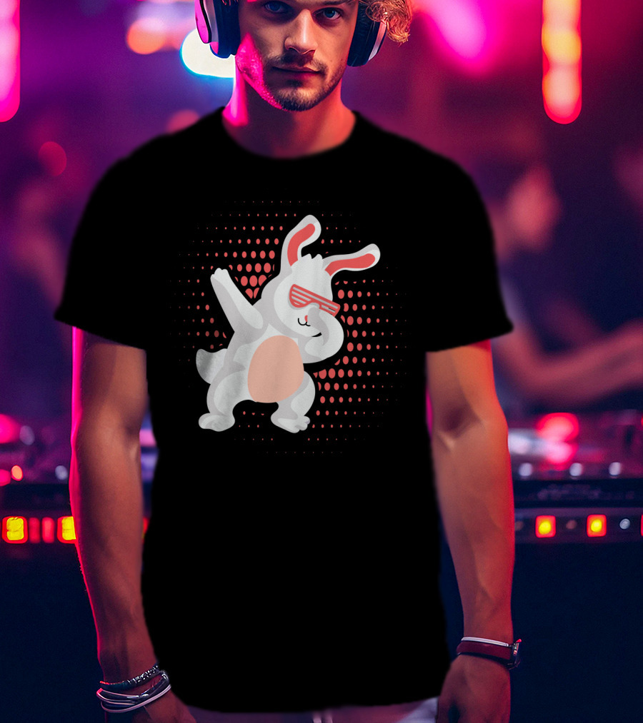 Funny Dabbing Hip Hop Bunny Easter With Shades T-Shirt