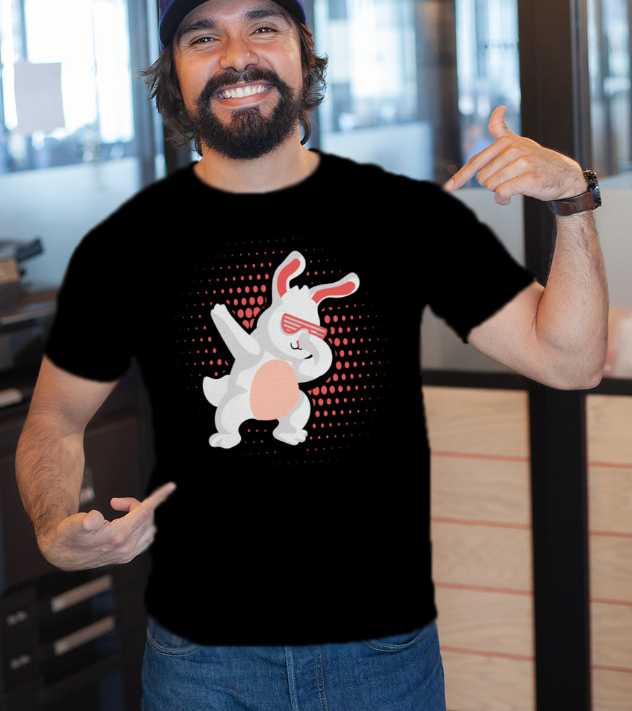 Funny Dabbing Hip Hop Bunny Easter With Shades T-Shirt