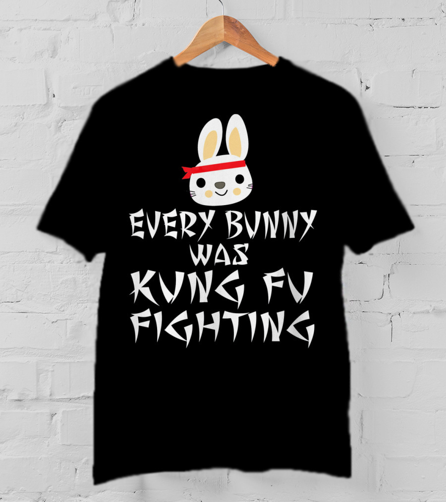 Every Bunny Was Kung Fu Fighting Bunny With Red Bandana T-Shirt
