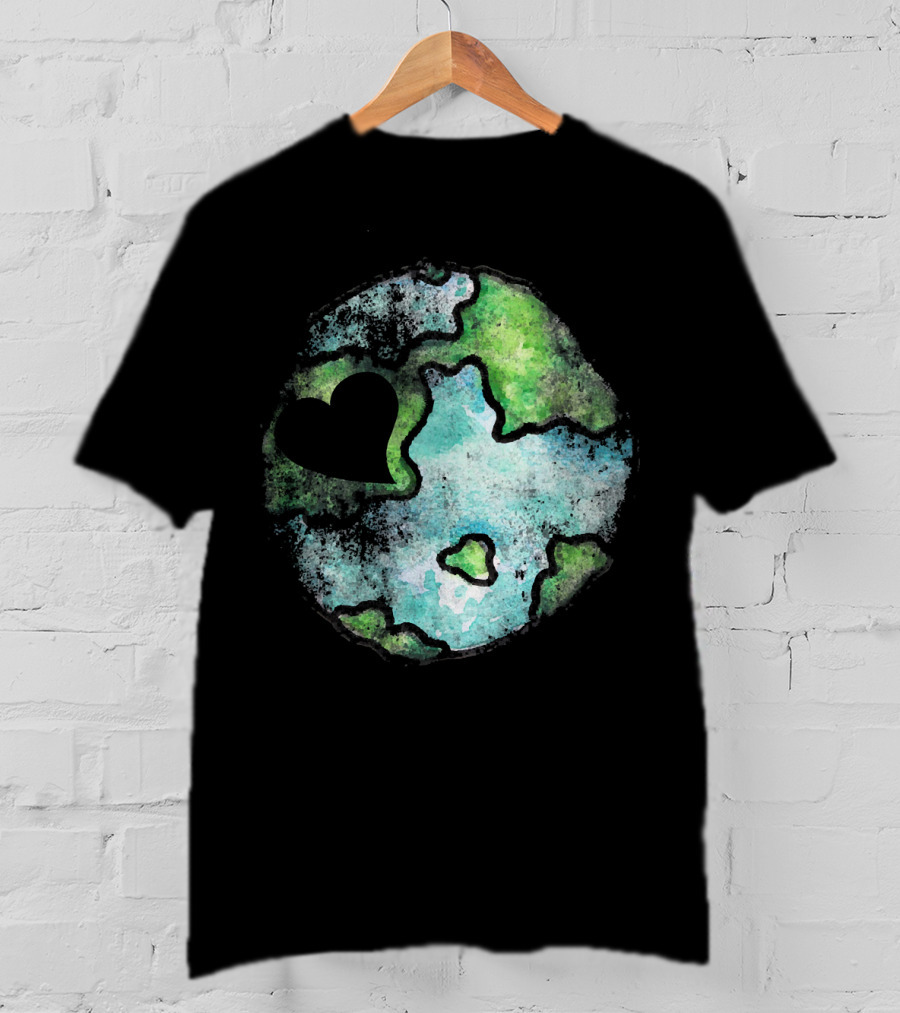 Earth Day Love Heart Vintage Artistic Planet T-Shirt