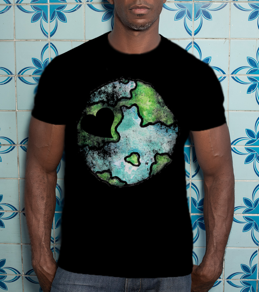 Earth Day Love Heart Vintage Artistic Planet T-Shirt