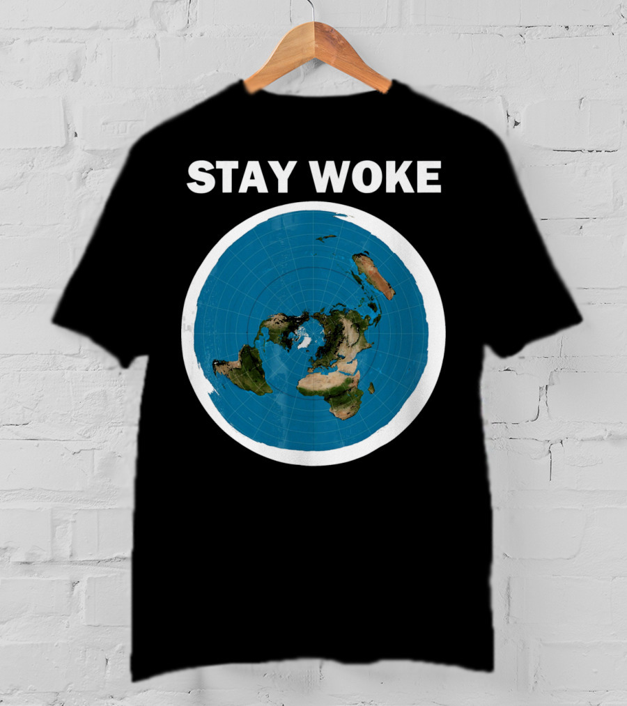 Stay Woke Flat Earth Map Representation T-Shirt