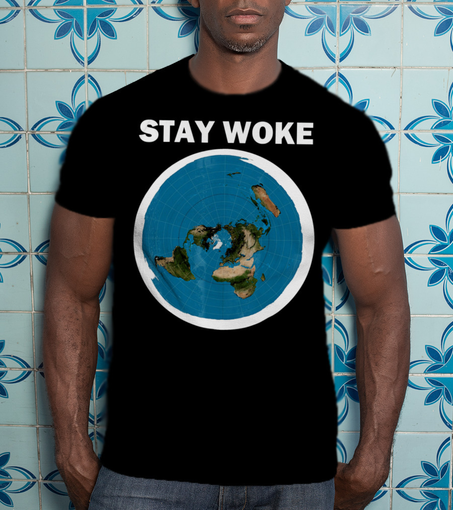 Stay Woke Flat Earth Map Representation T-Shirt
