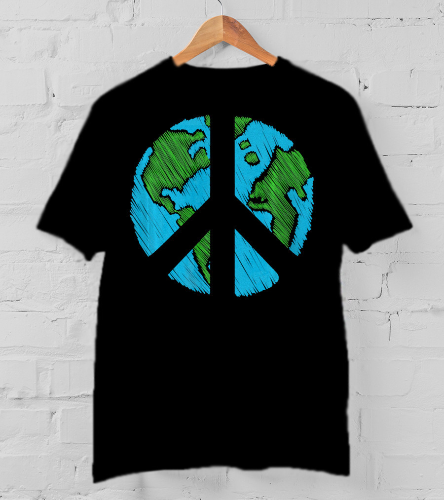 Retro Vintage Peace On Earth Day World Map T-Shirt