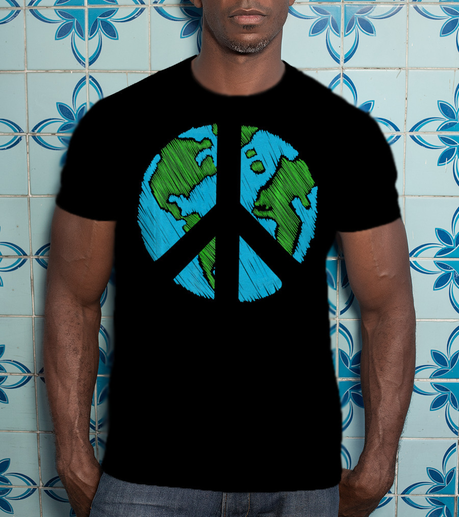 Retro Vintage Peace On Earth Day World Map T-Shirt