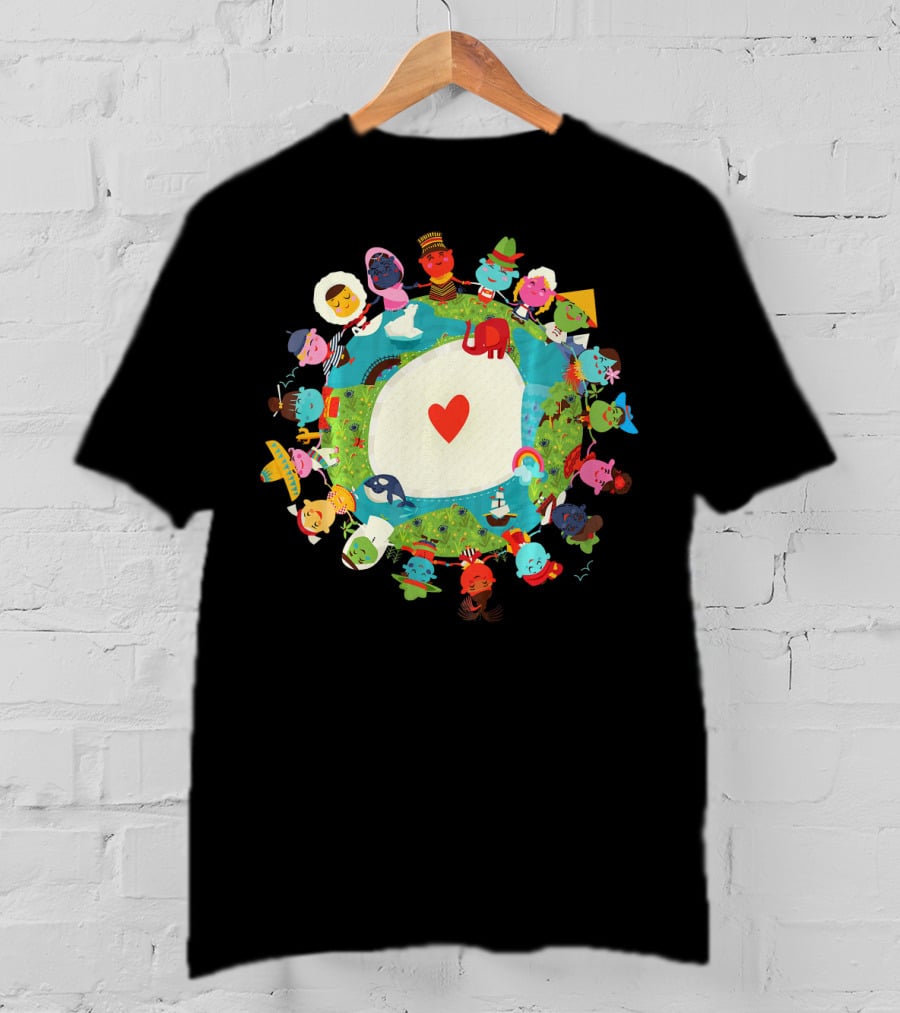 Kids United In Love For The Planet Earth With Heart And Diverse Children T-Shirt