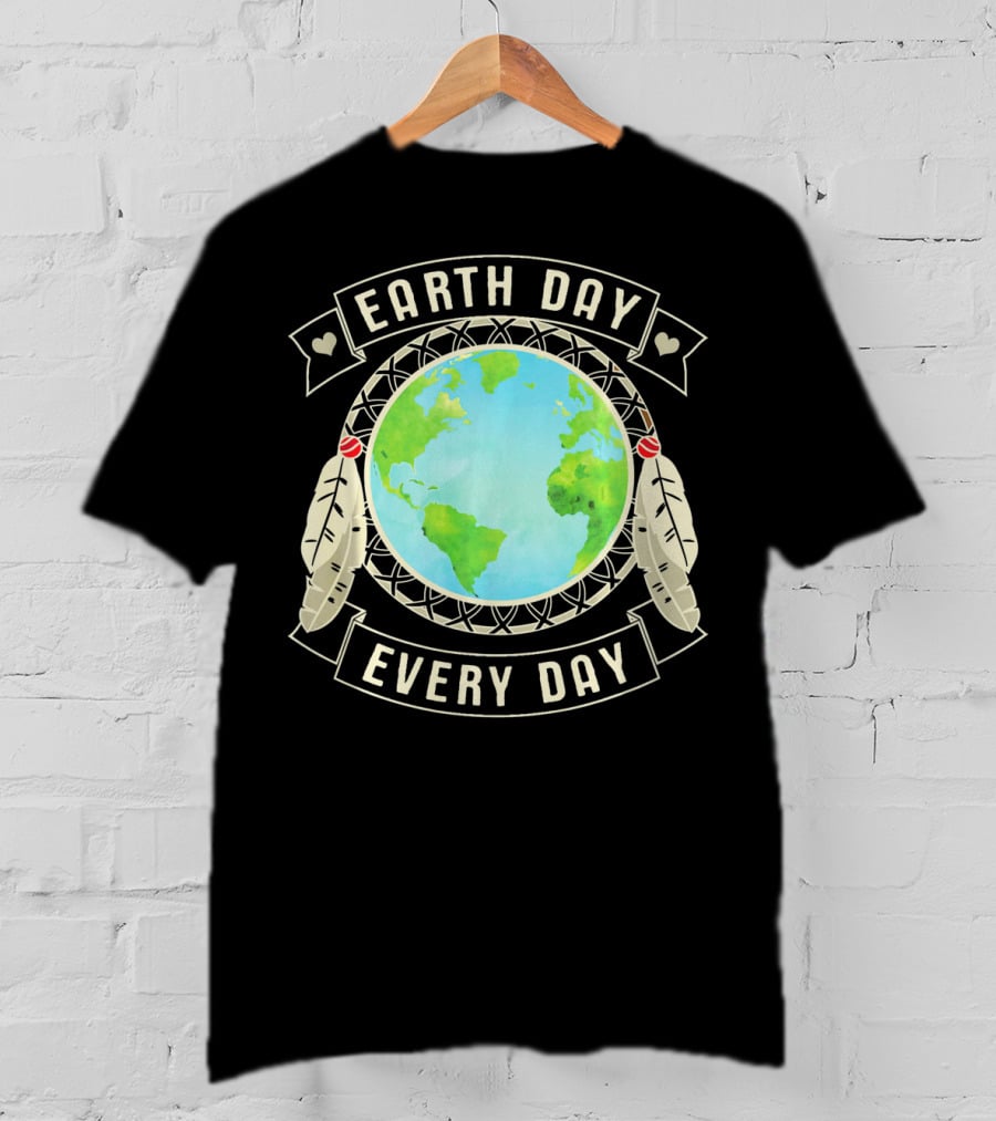 Earth Day Every Day Dreamcatcher Globe Feathers T-Shirt