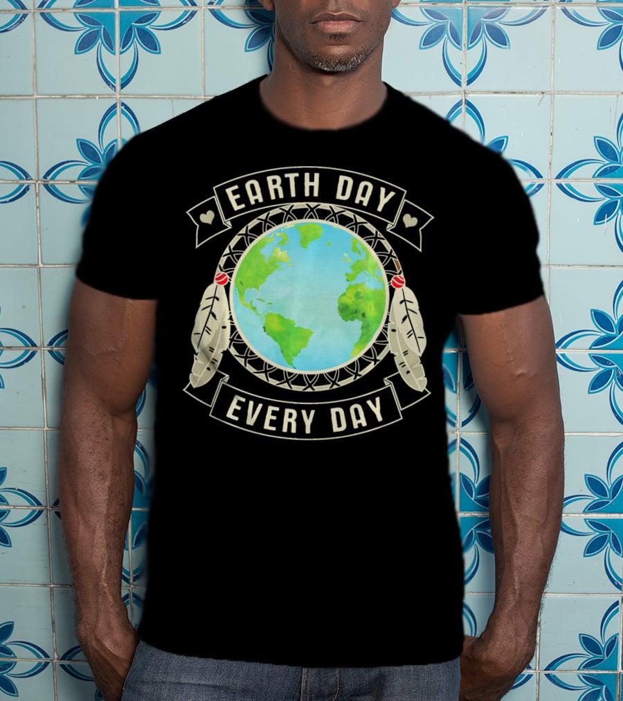 Earth Day Every Day Dreamcatcher Globe Feathers T-Shirt