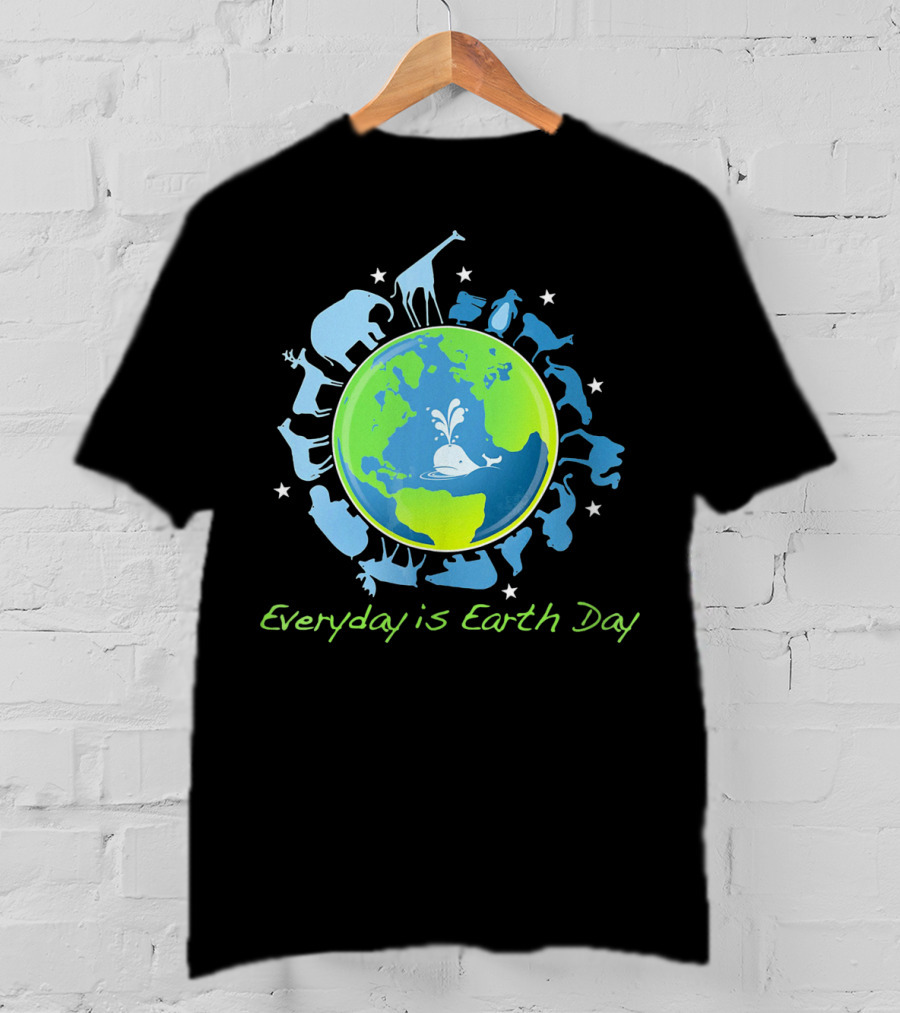 Everyday Is Earth Day Animals Globe Wildlife Conservation T-Shirt