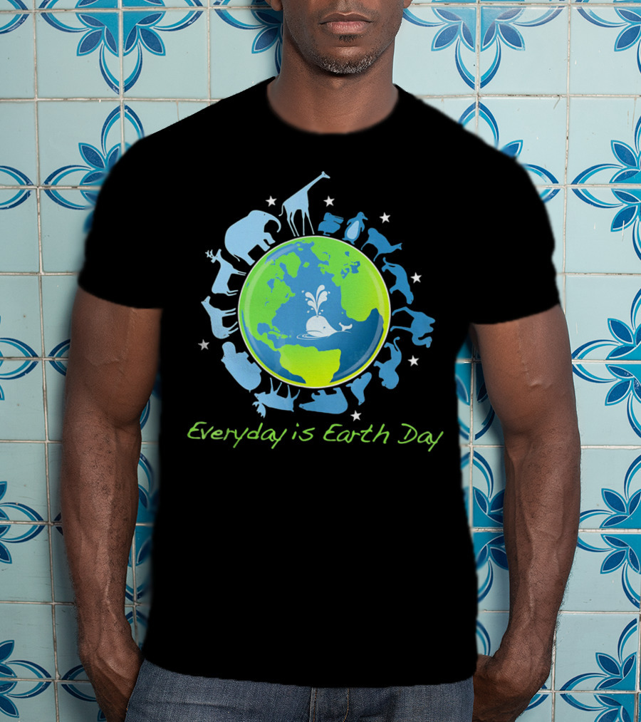 Everyday Is Earth Day Animals Globe Wildlife Conservation T-Shirt