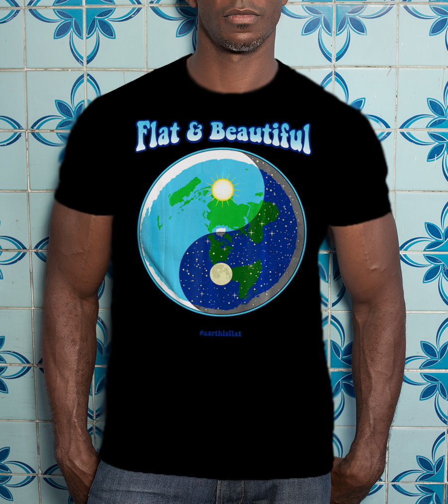 Flat And Beautiful Earth Ying Yang #earthisflat T-Shirt