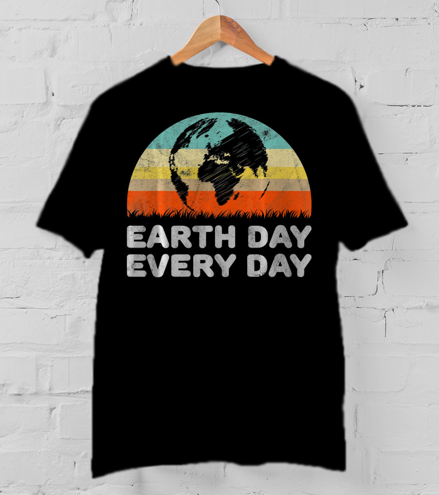 Earth Day Every Day Retro Environmental Stripes T-Shirt